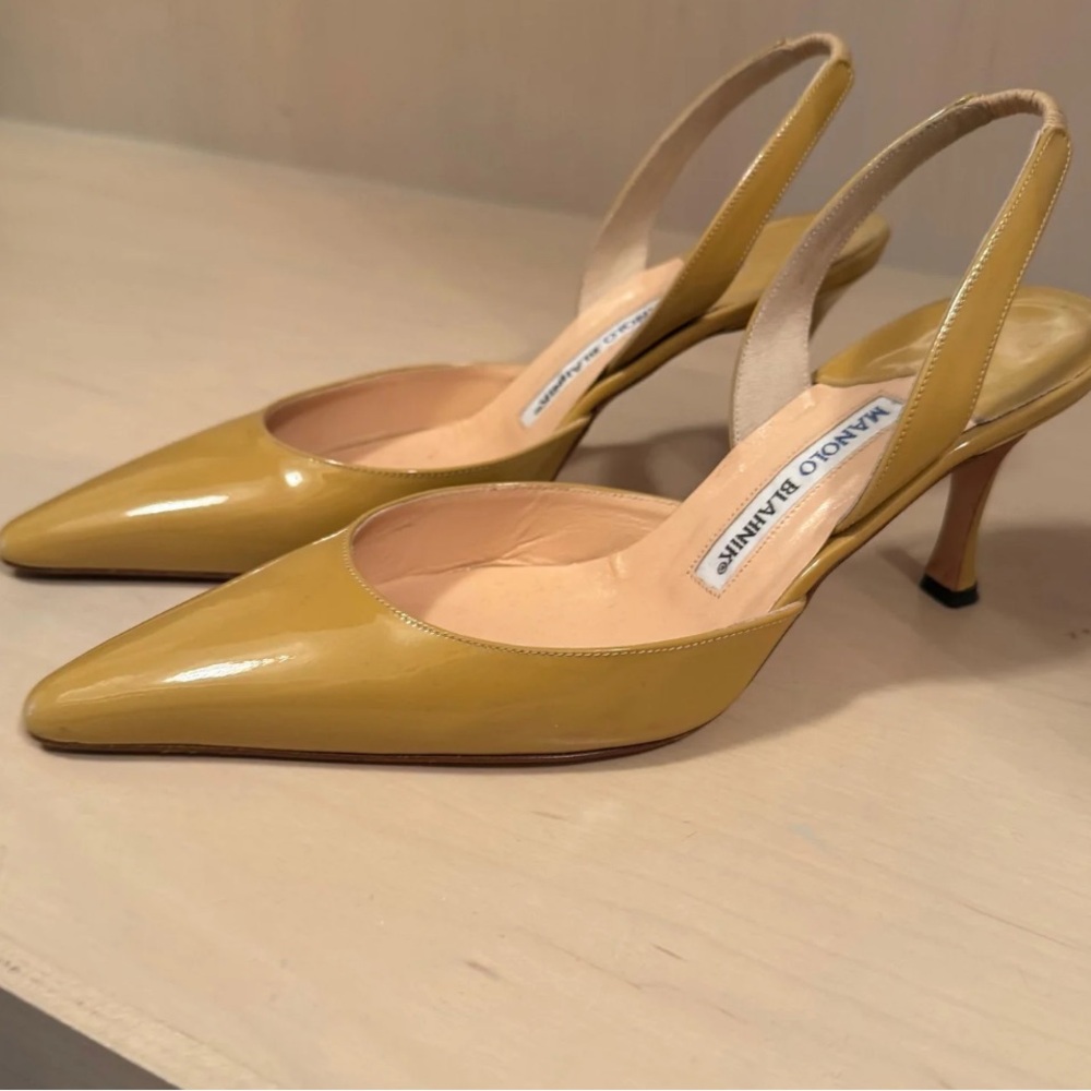 Manolo Blahnik Mustard  Slingback Heels